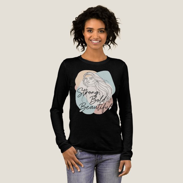 Strong Bold Beautiful – Minimalist Line Art Woman  Tri-Blend Shirt (Full Front)