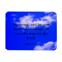 Strong Courage Bible Verse Blue Sky White Clouds