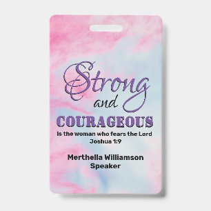 STRONG COURAGEOUS WOMAN Christian Conference ID Badge