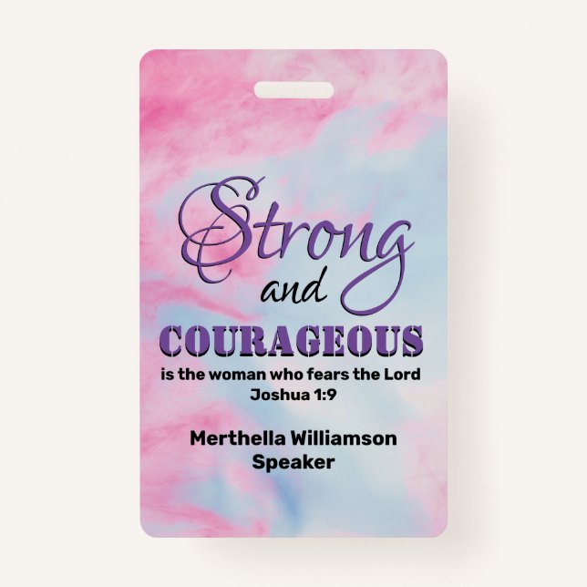 STRONG COURAGEOUS WOMAN Christian Conference ID Badge (Front)
