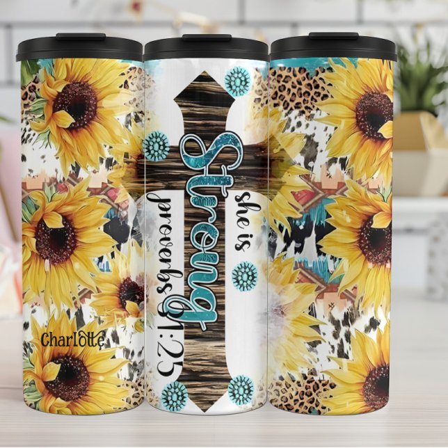 Strong Cross: Proverbs 31:25 Thermal Tumbler (Creator Uploaded)