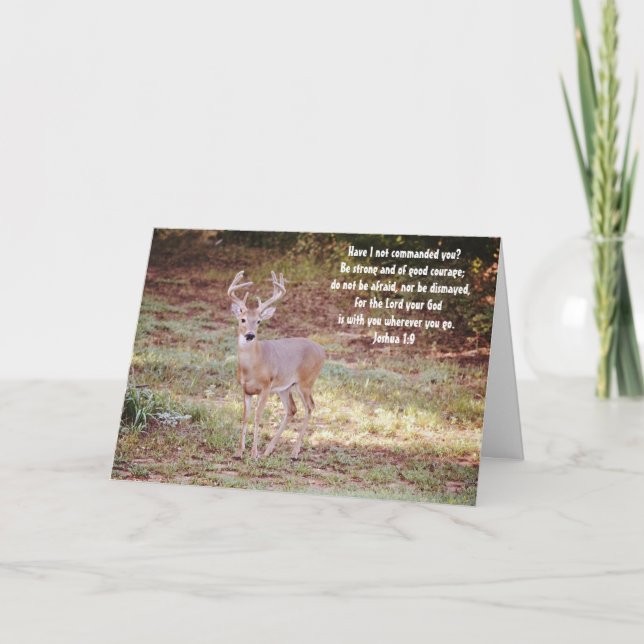 Strong Deer Bible Scripture Note Card Joshua 1:9 (Front)