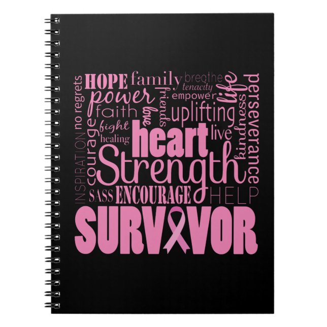 Strong Descriptives Cancer Survivor Spiral Notebook (Front)
