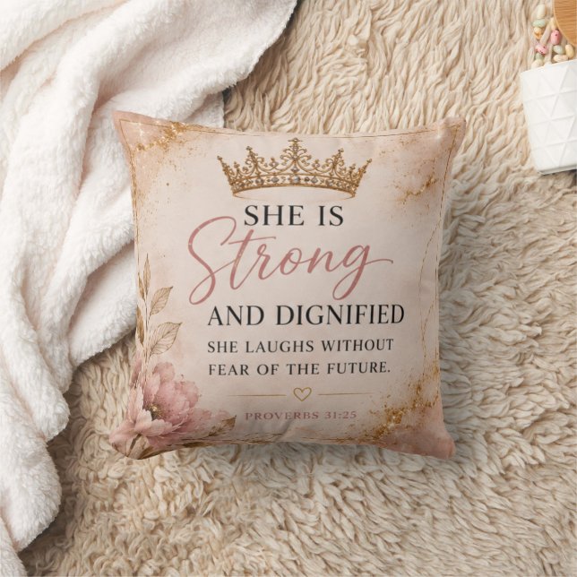 Strong & Dignified Proverbs 31:25 Inspirational  Cushion (Blanket)