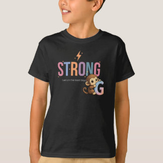 Strong Even on the Hard Days Cute Monkey Motivatio T-Shirt