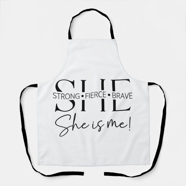 Strong Fierce Brave Inspirational Quote Typography Apron (Front)