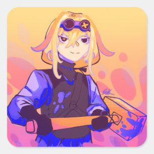 Strong girl Anime Square Sticker