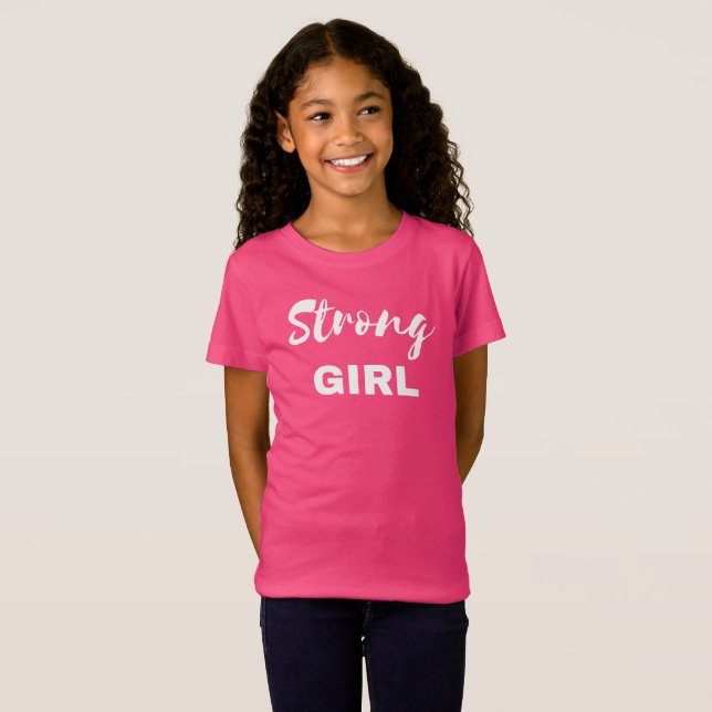Strong Girl Kid's T-shirt (White Print) (Front Full)