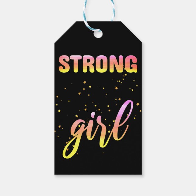 Strong Girl Pastel Star Gift Tags (Front)