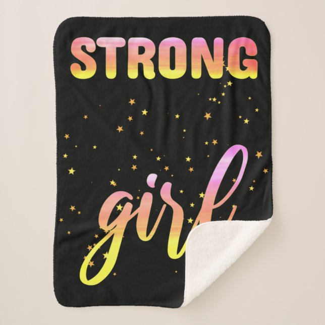 Strong Girl Pastel Star Sherpa Blanket (Front)
