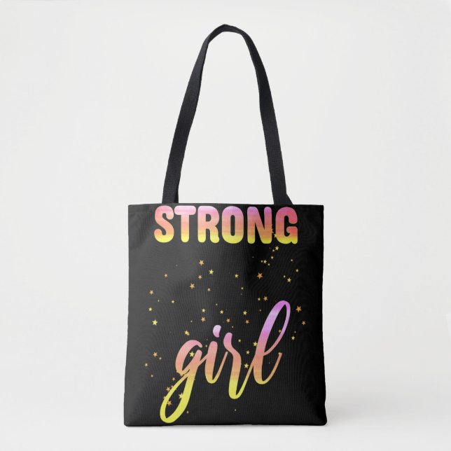Strong Girl Pastel Star Tote Bag (Front)