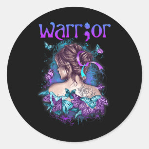 Strong Girl Warrior Women Semi Colon Suicide Preve Classic Round Sticker