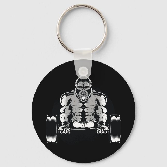 Strong Gorilla Pumps Muscles Key Ring (Front)