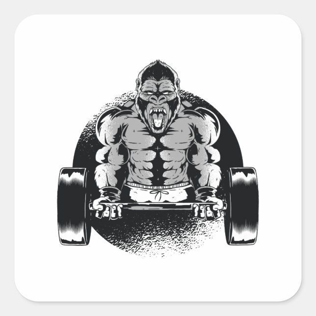 Strong Gorilla Pumps Muscles Square Sticker (Front)