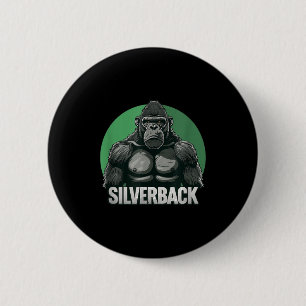 Strong Gorilla Silverback For Monkey Lovers 6 Cm Round Badge