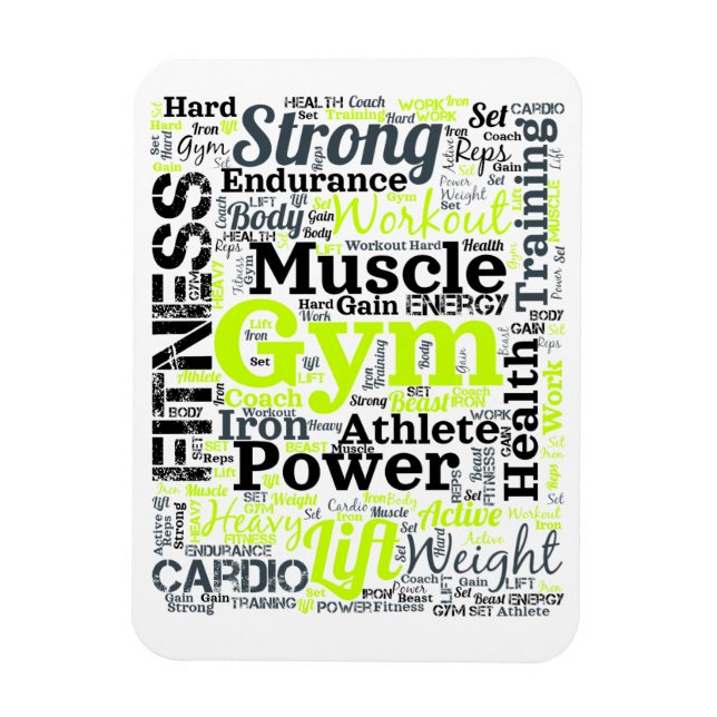 Strong Gym Workout Word Cloud Magnet (Vertical)