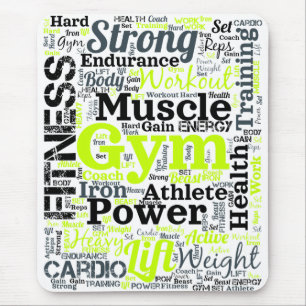 Strong Gym Workout Word Cloud Mouse Pad