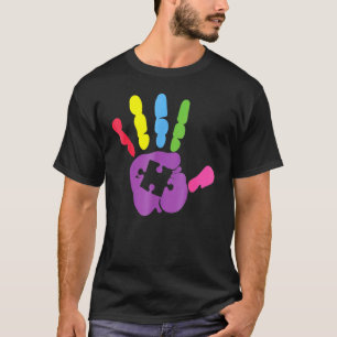 Strong Hand Puzzle Piece Autism Awareness Men Wome T-Shirt