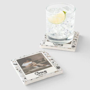 Strong Joshua 1:9 Terrazzo Pattern Stone Coaster