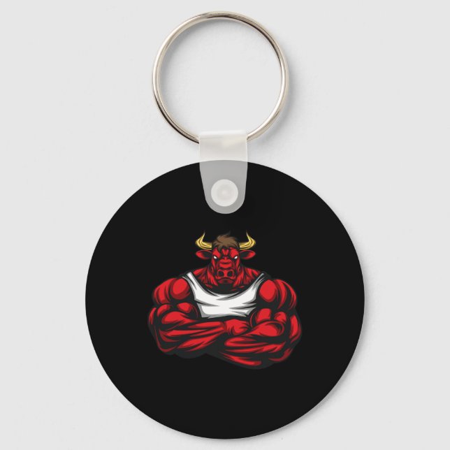 Strong Like Bull Bodybuilding  Key Ring (Front)