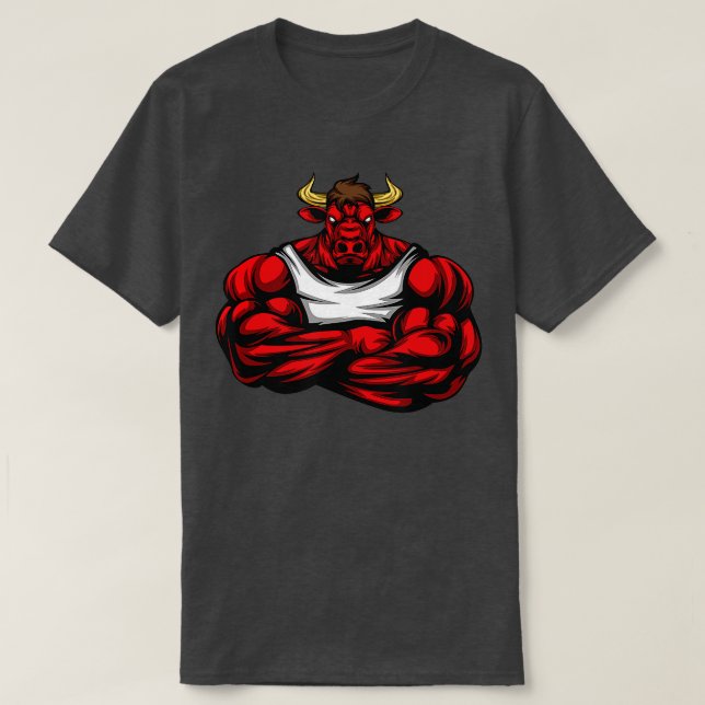 Strong Like Bull Bodybuilding Weightlifting Gym  T-Shirt (Design Front)