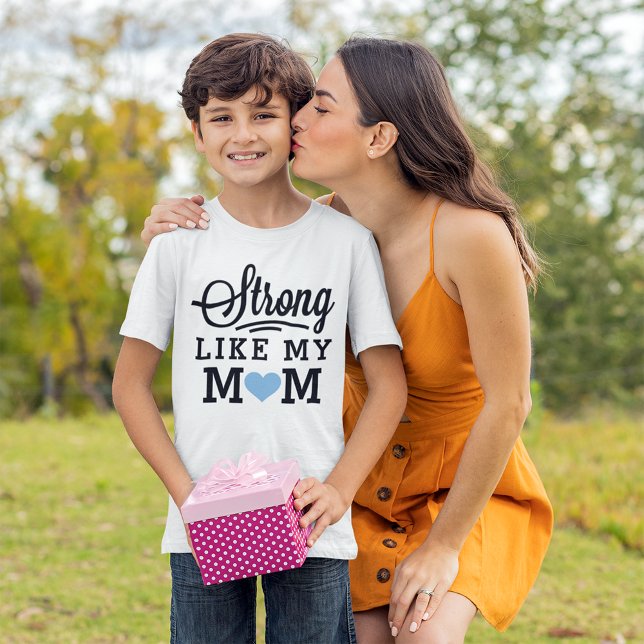 Strong Like My Mum Blue Heart Boys T-Shirt (Creator Uploaded)