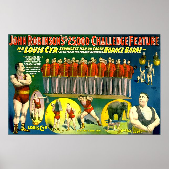 Strong Men Circus Show Vintage 1898 Poster (Front)