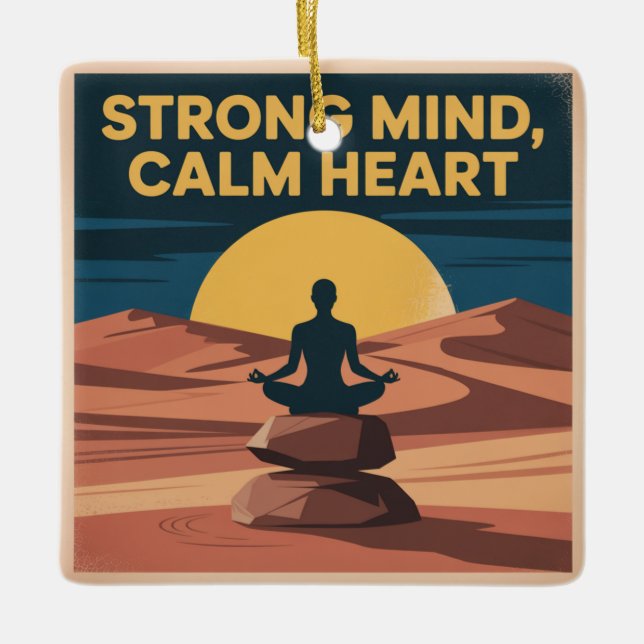 Strong Mind, Calm Heart Ceramic Ornament (Front)
