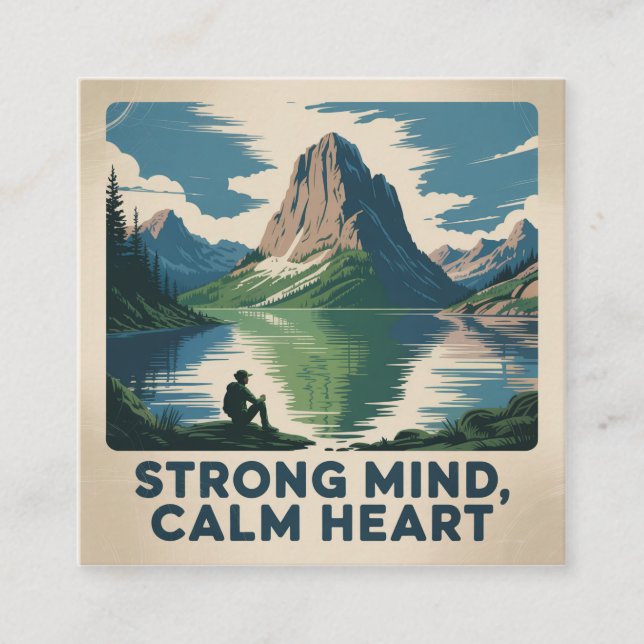 Strong Mind, Calm Heart Square Business Card (Front)
