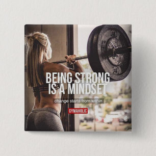 Strong Mindset - Women's Fitness Inspirational 15 Cm Square Badge