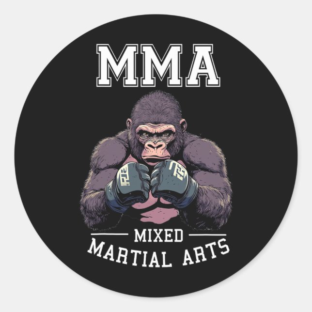 Strong Mma Gorilla - Boxing Cage Fighting  Classic Round Sticker (Front)