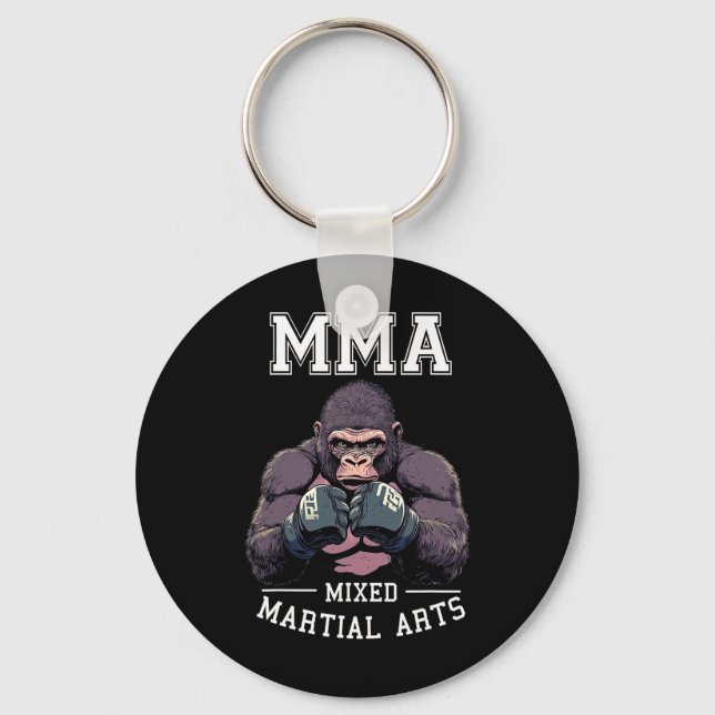 Strong Mma Gorilla - Boxing Cage Fighting  Key Ring (Front)