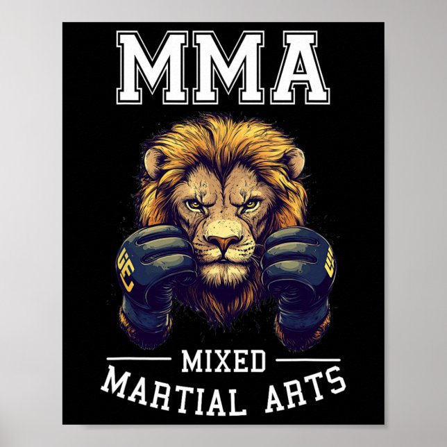 Strong Mma Lion - Thai Boxing Cage Fighting  Poster (Front)