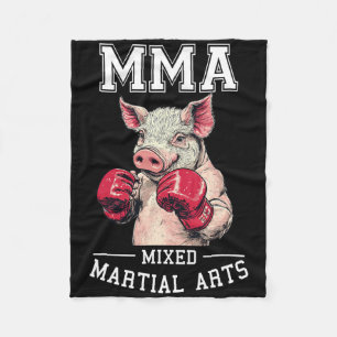 Strong Mma Pig - Thai Boxing Cage Fighting Fleece Blanket