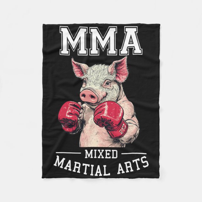 Strong Mma Pig - Thai Boxing Cage Fighting  Fleece Blanket (Front)
