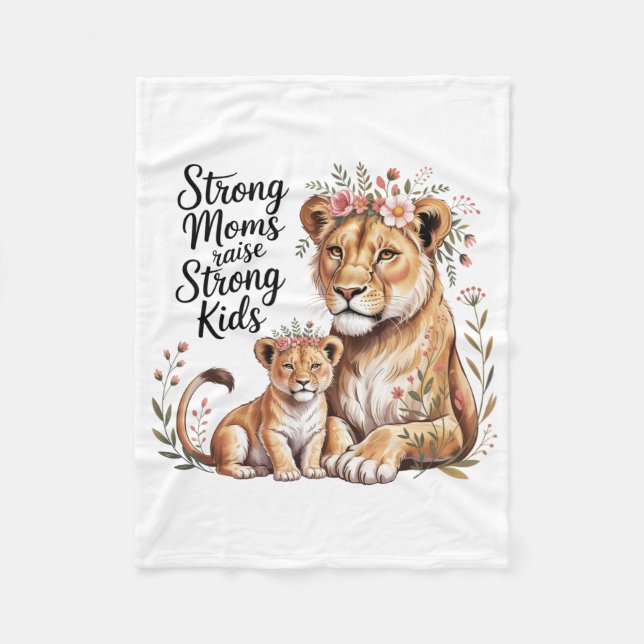 Strong Moms Raise Strong Kids Fleece Blanket (Front)