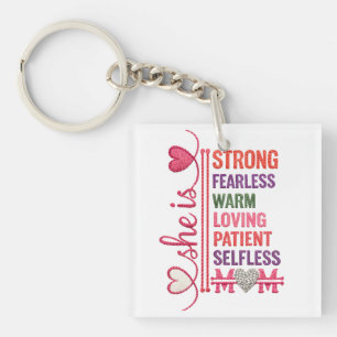 Strong mother quote key ring