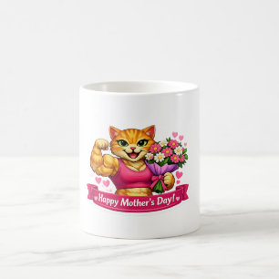 Strong Mum Gym Cat Coffee Mug – Funny Mother’s Day