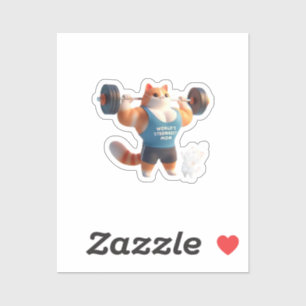 Strong Mum Gym Cat Keychain Sticker