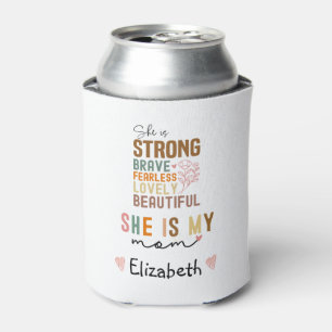Strong Mum Retro Script Groovy Mother's day Can Cooler