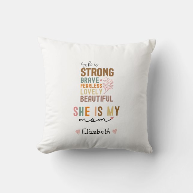 Strong Mum Retro Script Groovy Mother's day  Cushion (Front)