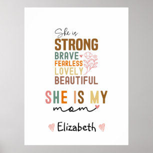 Strong Mum Retro Script Groovy Mother's day  Poster