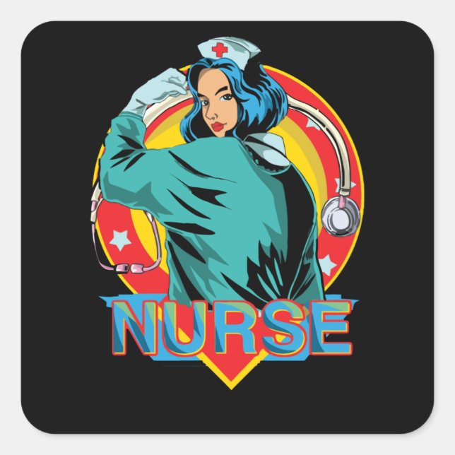 Strong Nurse Square Sticker (Front)