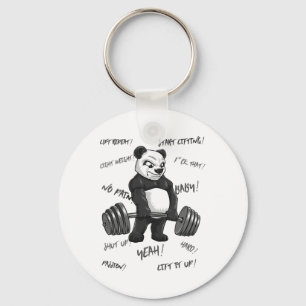 Strong Panda Deadlift Shirt Man Bodybuilder Bear P Key Ring