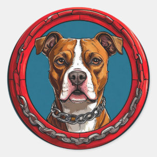 Strong Pitbull dog Classic Round Sticker