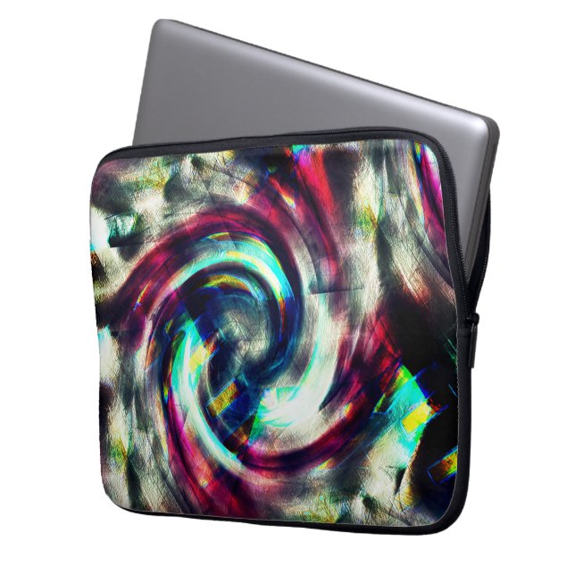 Strong red to blue spiral over grey rough shape th laptop sleeve (Front Left)