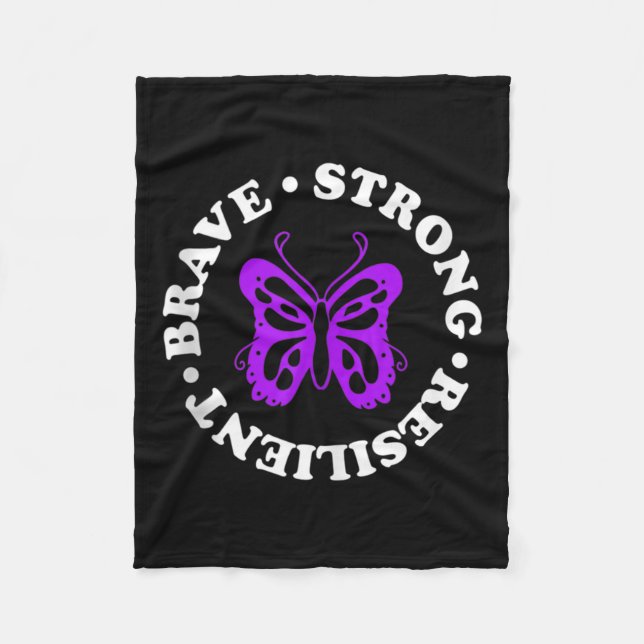 Strong Resilient Fibromyalgia Awareness Fibro Ribb Fleece Blanket (Front)