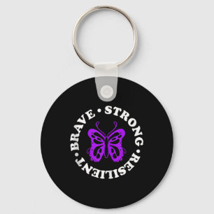 Strong Resilient Fibromyalgia Awareness Fibro Ribb Key Ring
