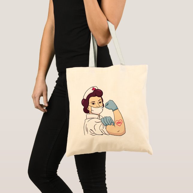 Strong Retro Nurse Character Tote Bag (Front (Product))