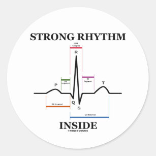 Strong Rhythm Inside (ECG/EKG Heartbeat) Classic Round Sticker